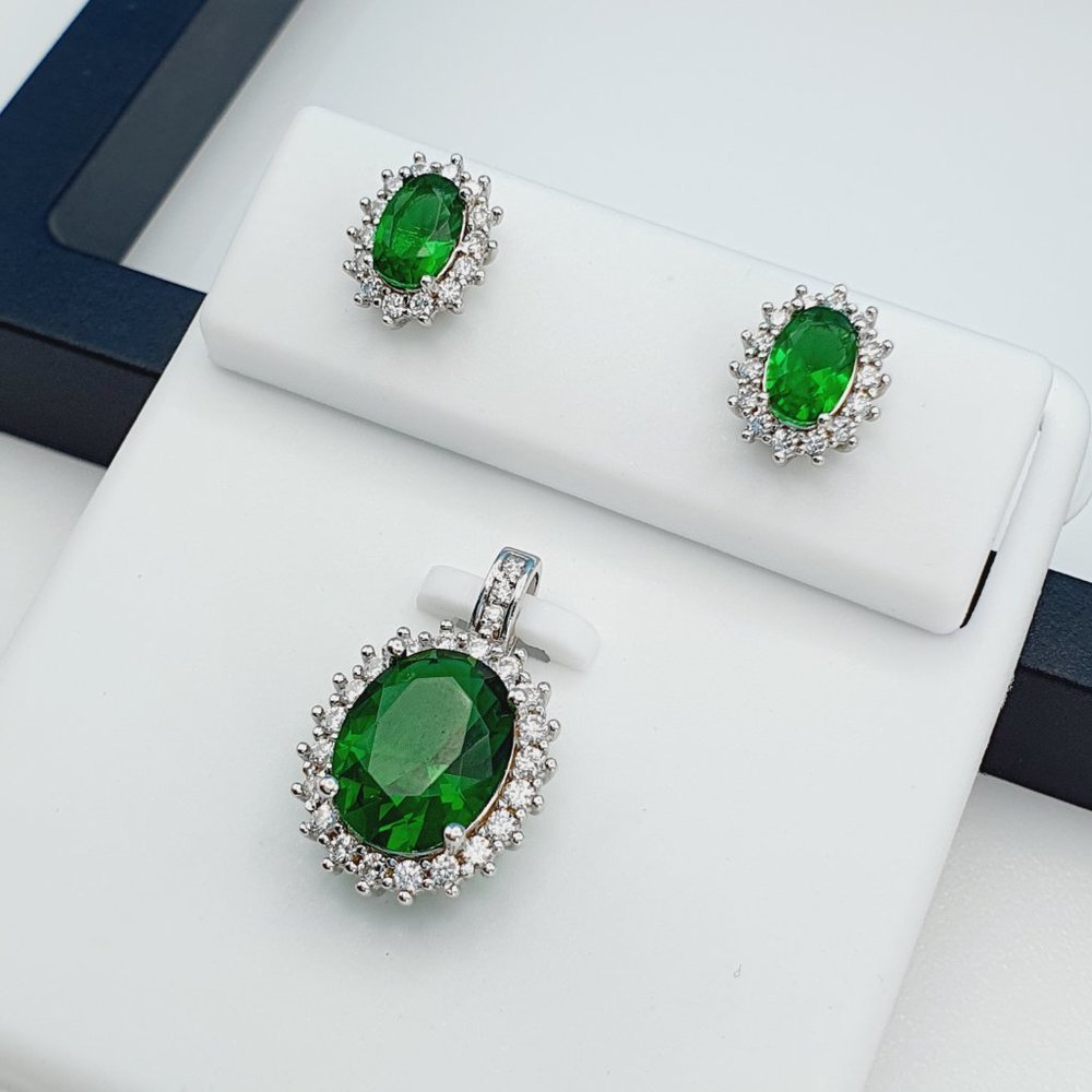 "925 Sterling Silver Cubic Zircon Jewelry Set, UU1P7A7058 - Picture 2 of 8